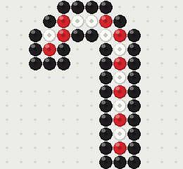 Candy Cane fuse bead pattern, 13 × 12 beads, 3 colours