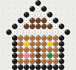 Gingerbread House fuse bead pattern, 13 × 12 beads, 7 colours
