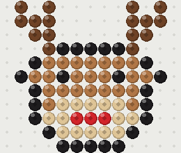 Reindeer fuse bead pattern, 13 × 11 beads, 5 colours