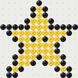 Star fuse bead pattern, 13 × 13 beads, 2 colours