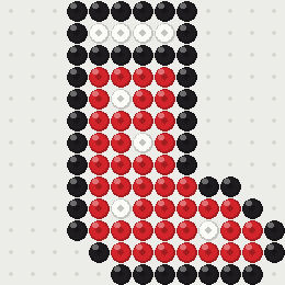 Stocking fuse bead pattern, 13 × 13 beads, 3 colours