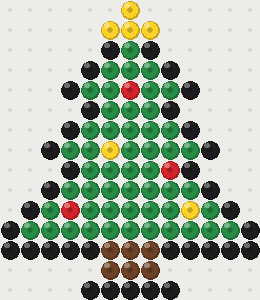 Tree fuse bead pattern, 13 × 15 beads, 5 colours