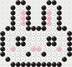 Bunny fuse bead pattern, 14 × 13 beads, 3 colours