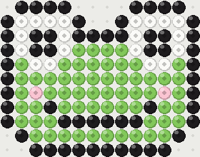 Frog fuse bead pattern, 14 × 11 beads, 4 colours