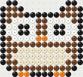Owl fuse bead pattern, 14 × 13 beads, 5 colours