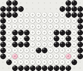 Panda fuse bead pattern, 14 × 12 beads, 3 colours