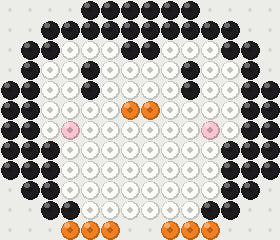 Penguin fuse bead pattern, 14 × 12 beads, 4 colours